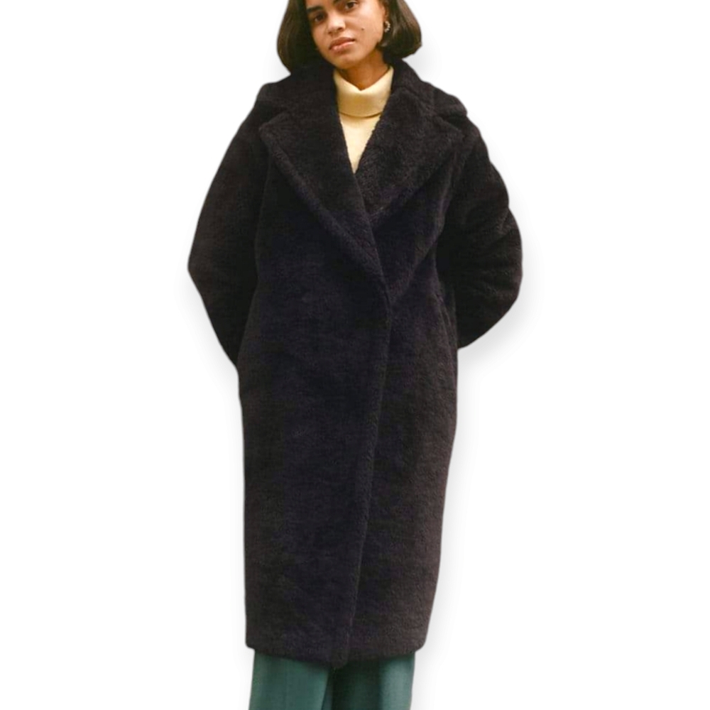 Aritzia TNA Black Longline Teddy Coat Large